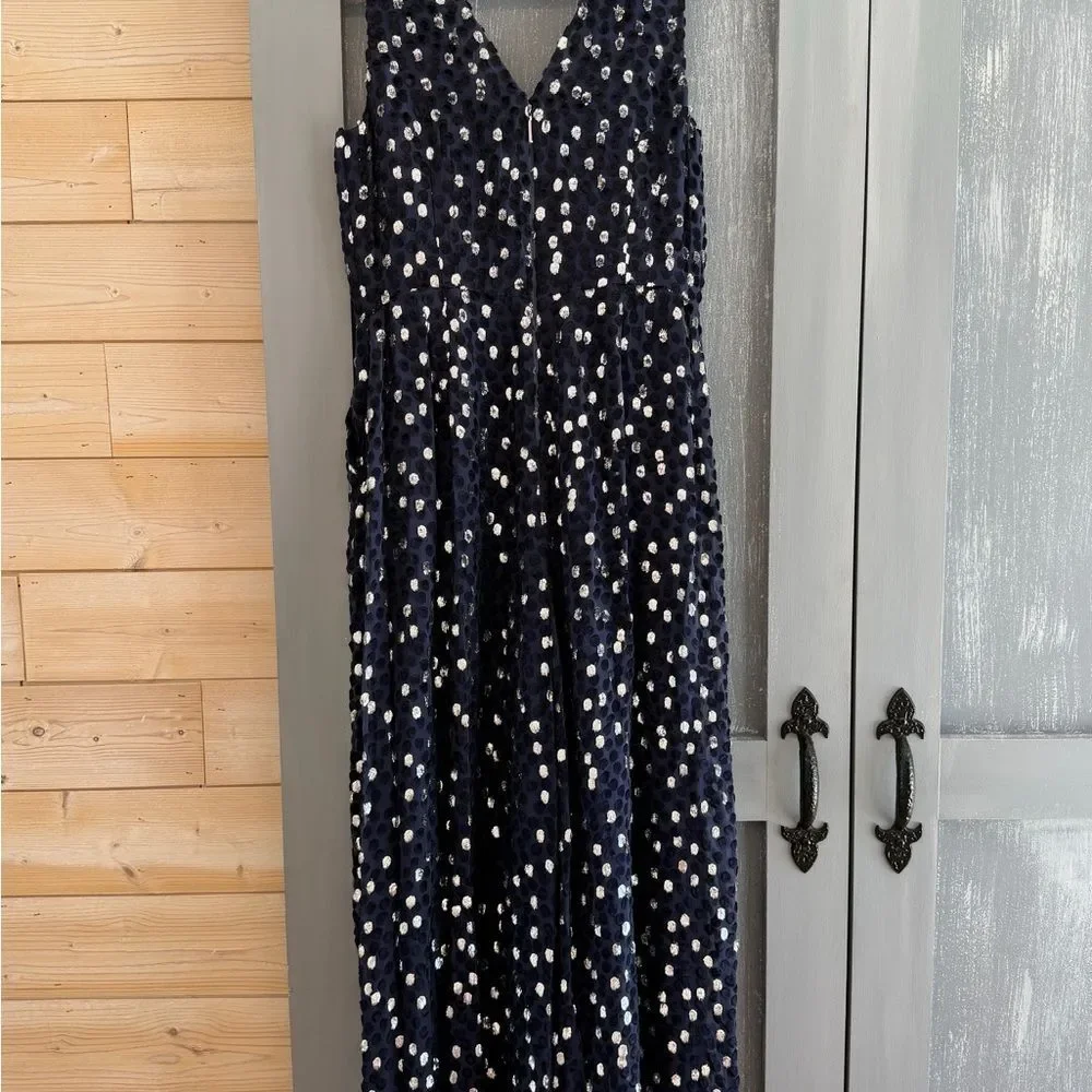 Kate Spade Scatter Dot Burnout Velvet Jumpsuit NWOT Size 4
